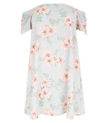 Curves Pink Floral Print Bardot Neck Dress New Look