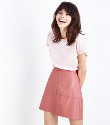 Pink leather skirt new look best sale