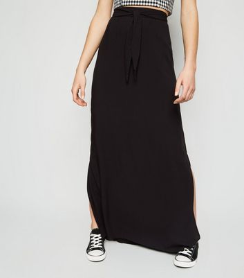 black maxi skirt drawstring
