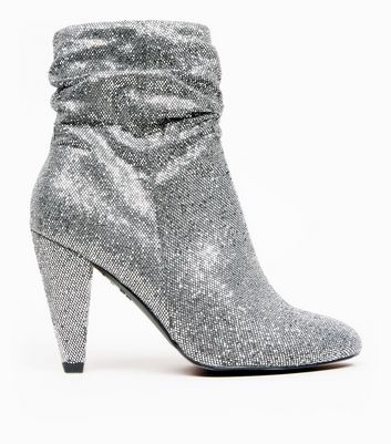 glitter silver boots