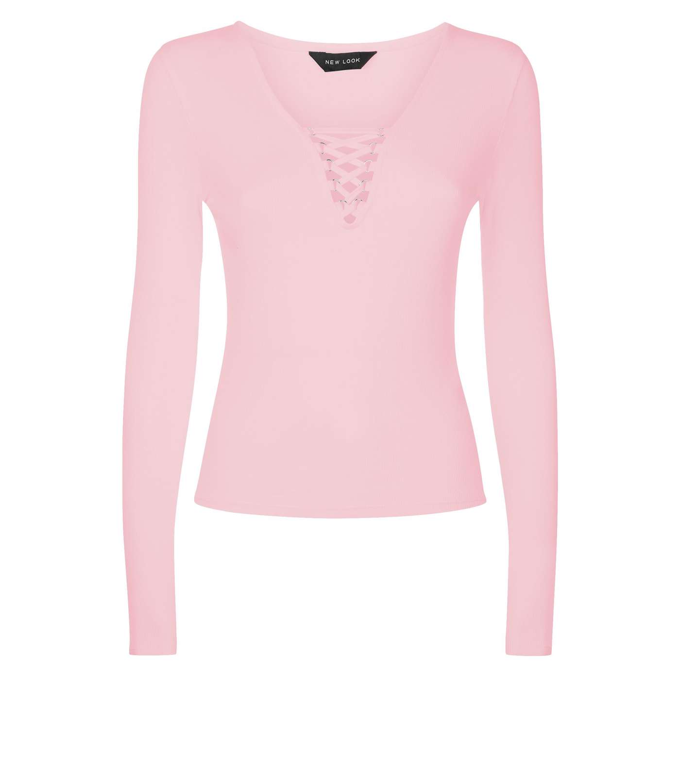 Deep Pink Lace-Up Neck Long Sleeve Top Image 4