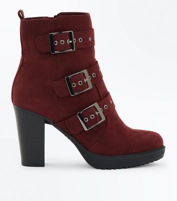 Burgundy ankle boots cheap new look