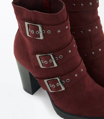 Burgundy ankle outlet boots new look