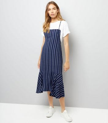 striped pinafore dress