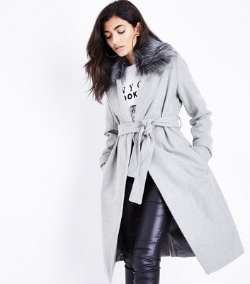 new look grey coat