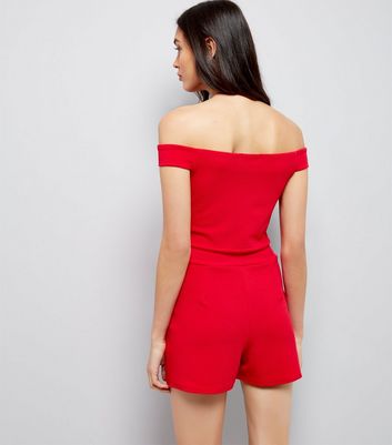 red bardot playsuit