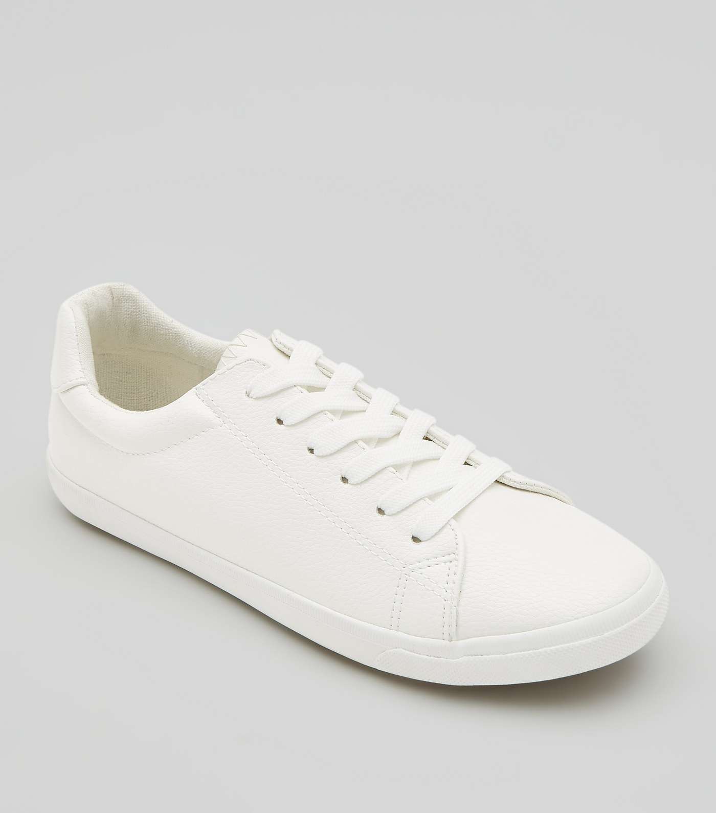 White Textured Lace Up Trainers