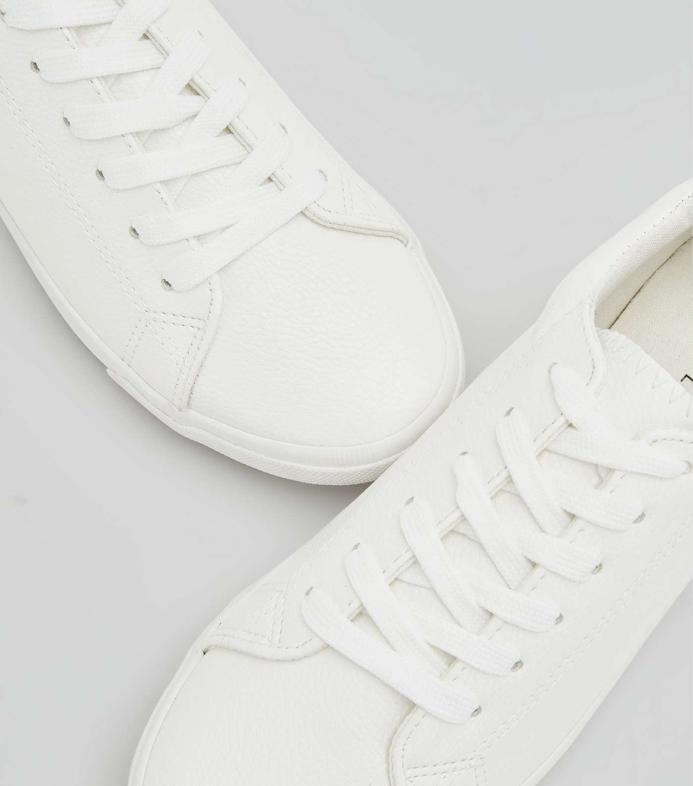 White Textured Lace Up Trainers Image 5
