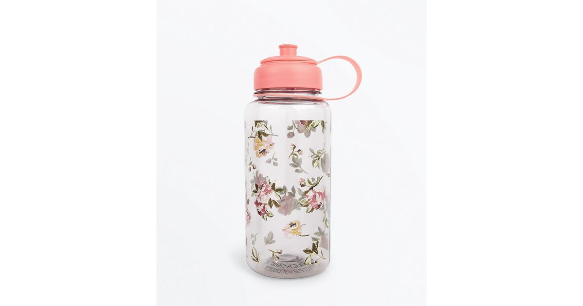 Pink Floral Water Bottle 