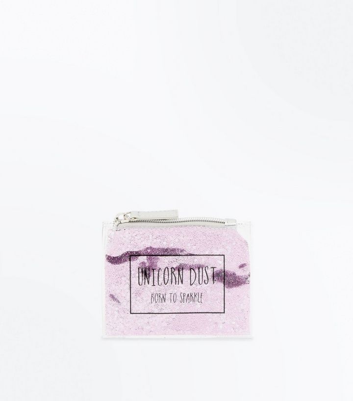 Pink Glitter Unicorn Dust Slogan Purse New Look
