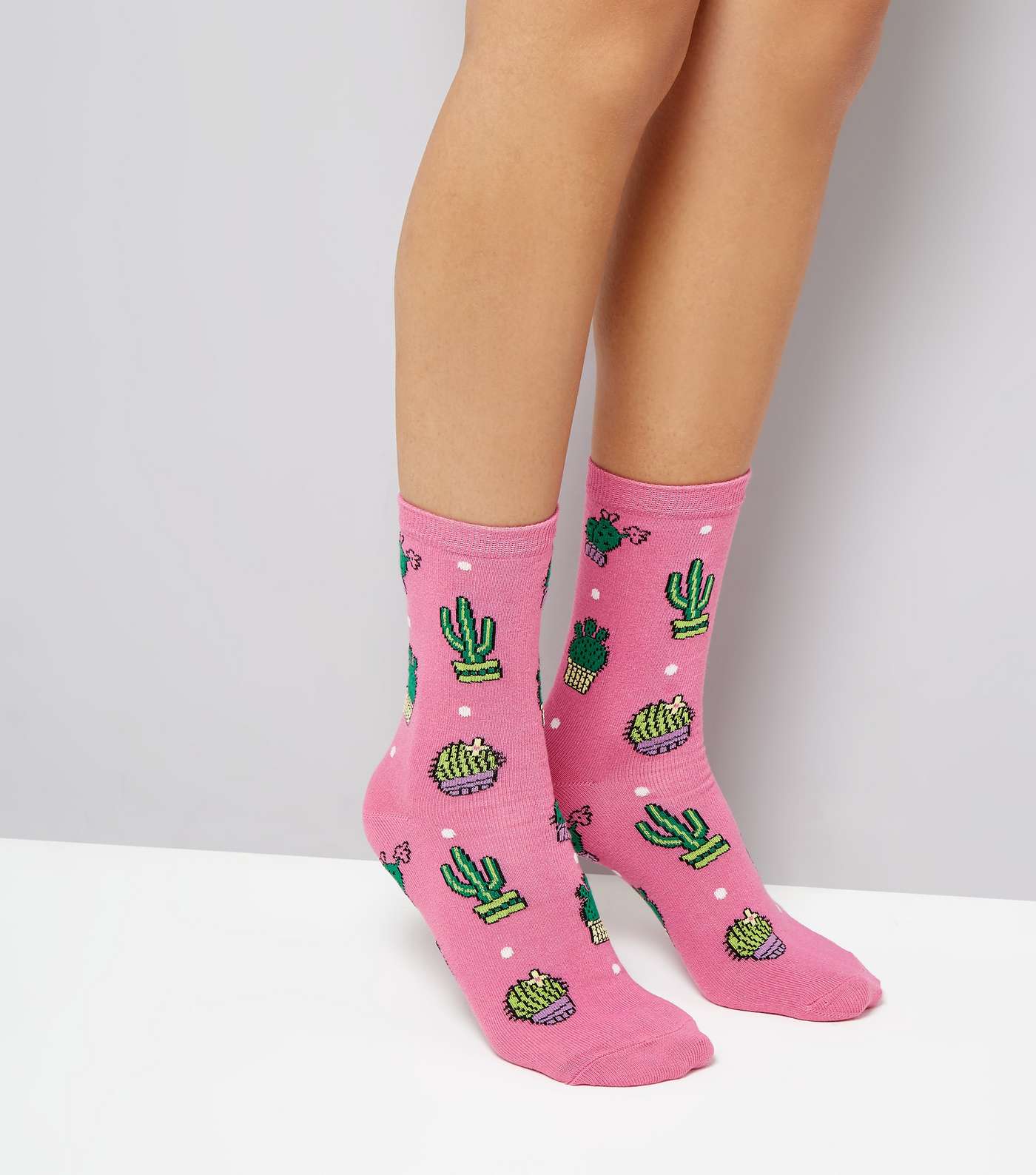 Pink Cactus Pattern Socks