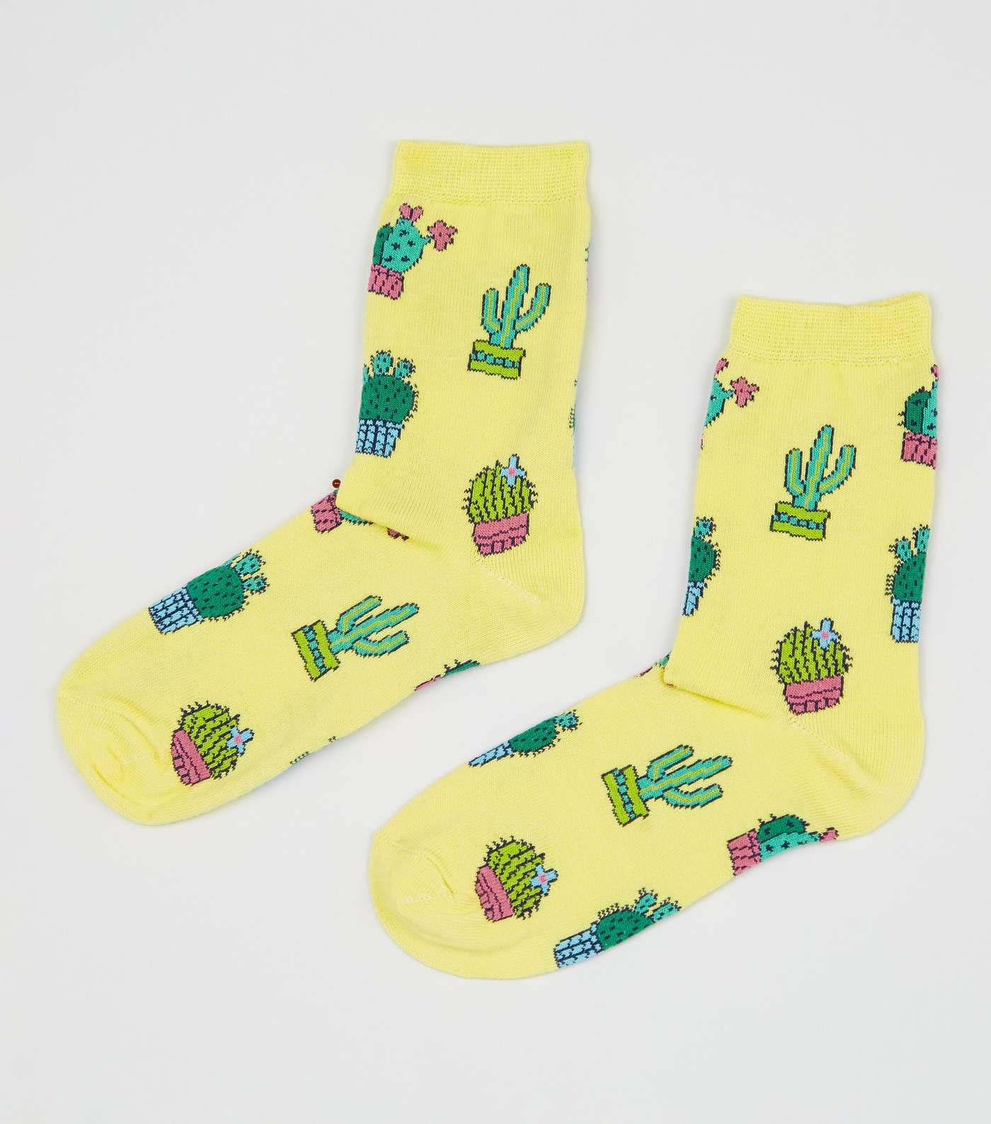 Yellow Cactus Pattern Socks