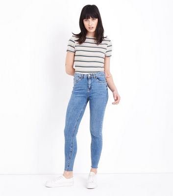 Blue Raw Cropped Hem Skinny Jenna Jeans | New Look