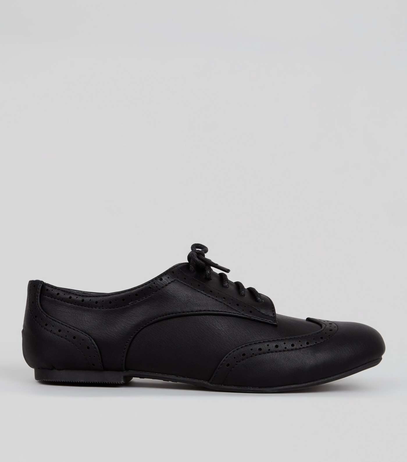 Girls Black Lace Up Brogues