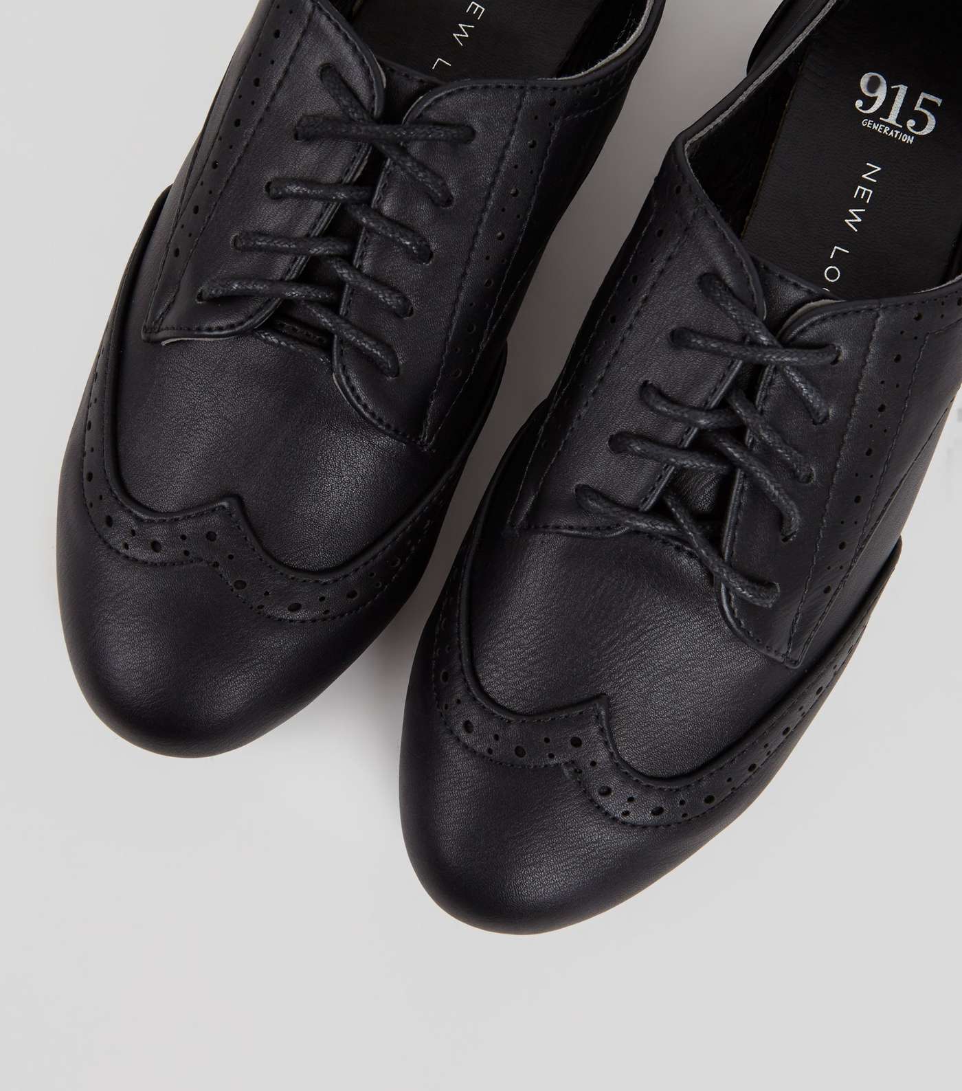 Girls Black Lace Up Brogues Image 5