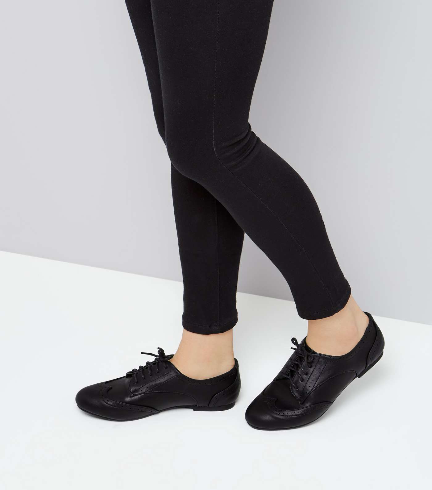 Girls Black Lace Up Brogues Image 3