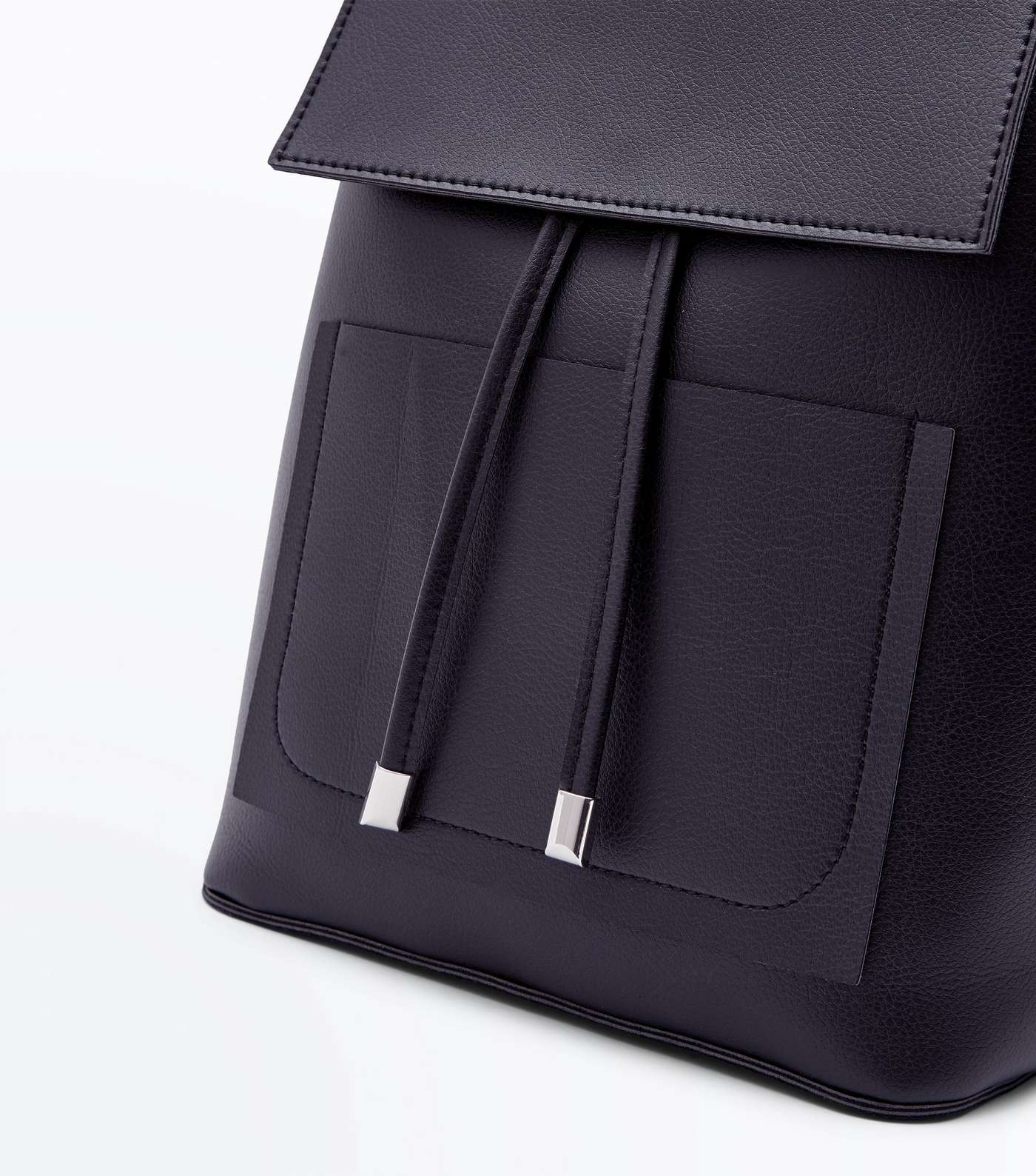 Black Drawstring Pocket Front Backpack Image 4