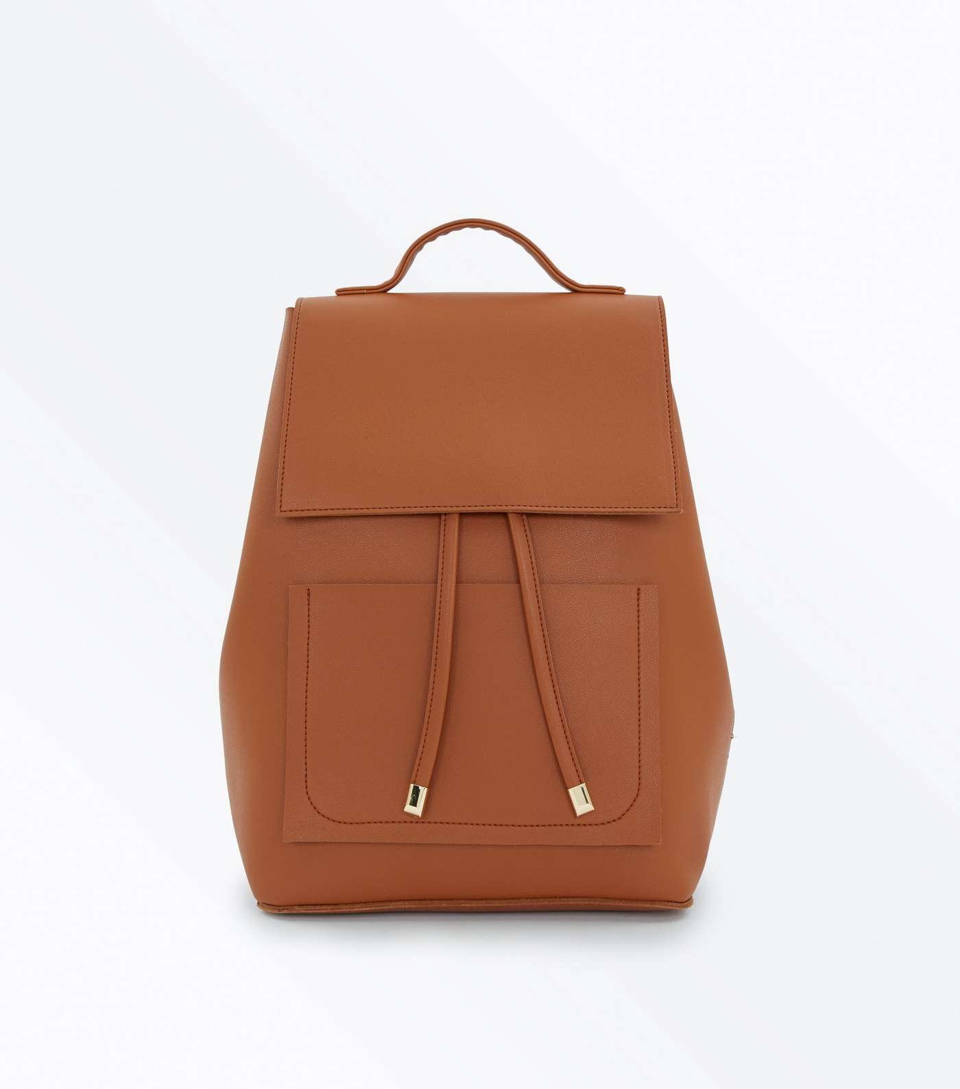 Brown Drawstring Pocket Front Backpack