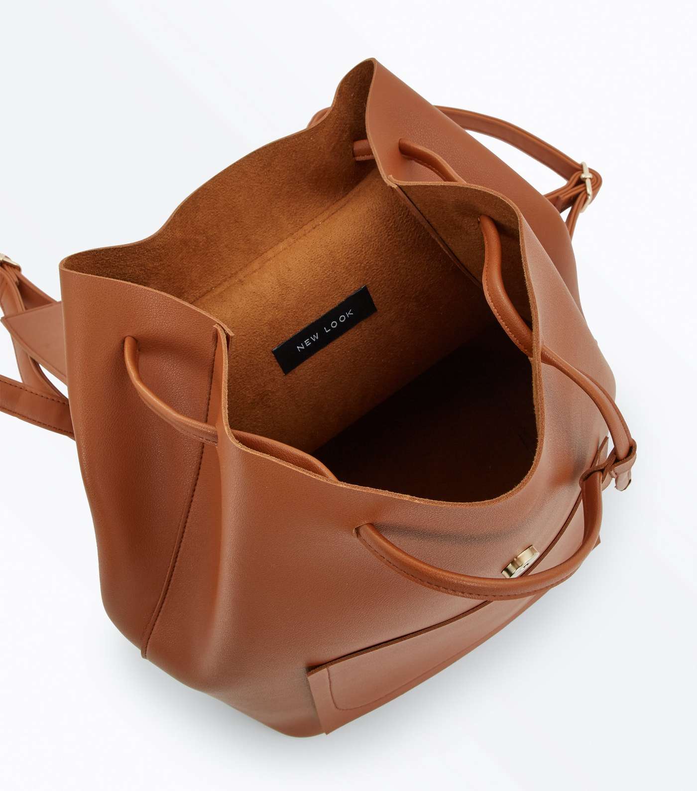 Brown Drawstring Pocket Front Backpack Image 5