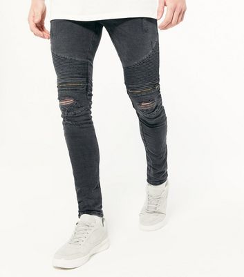 mens knee ripped black jeans