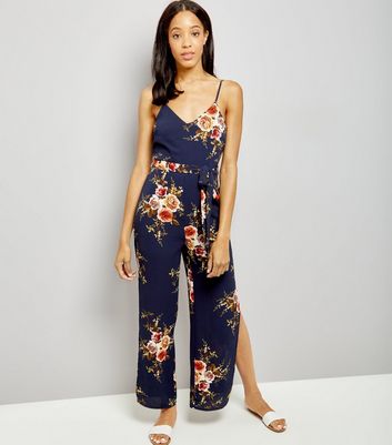 navy floral jumpsuits