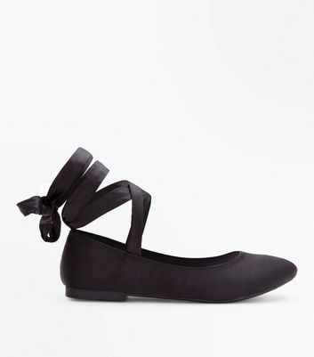 black satin flat shoes