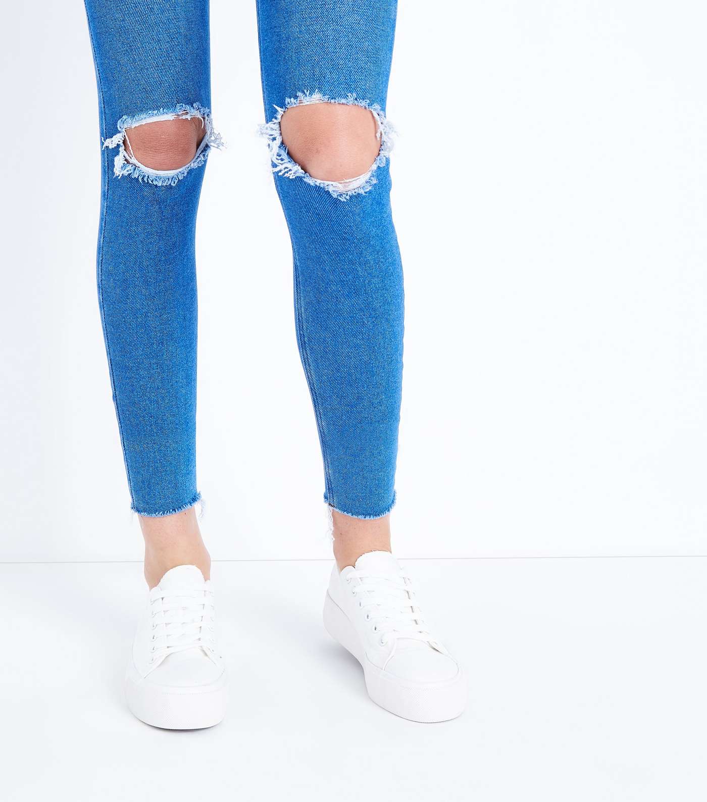 Bright Blue Ripped High Waist Super Skinny Hallie Jeans Image 5