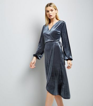 new look blue velvet dress