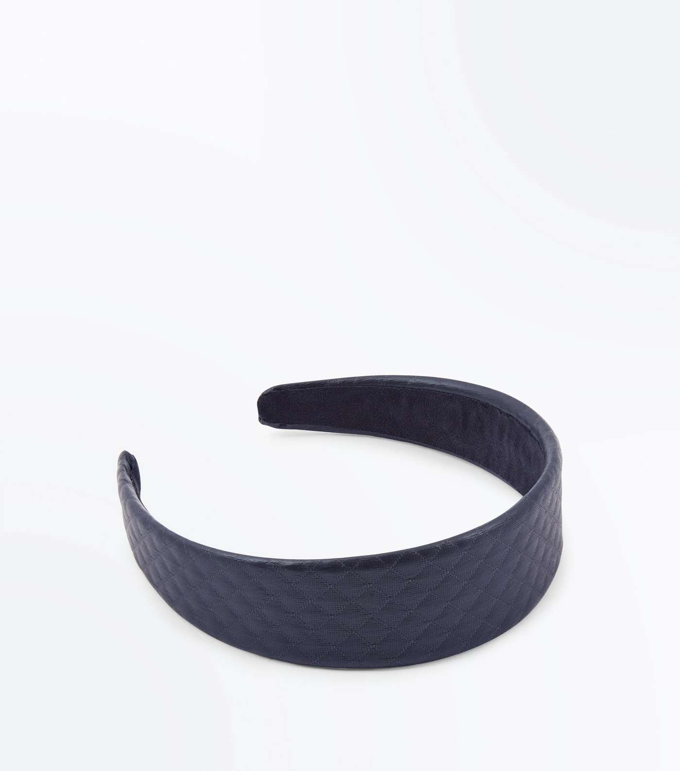 Black Leather-Look Quilted Hairband