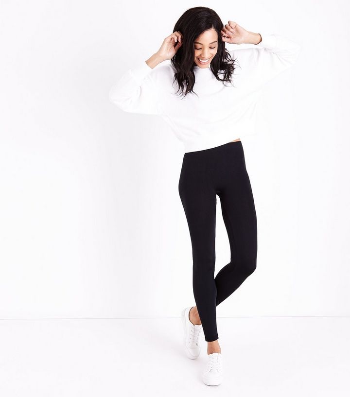 Black Fleece Lined Leggings New Look