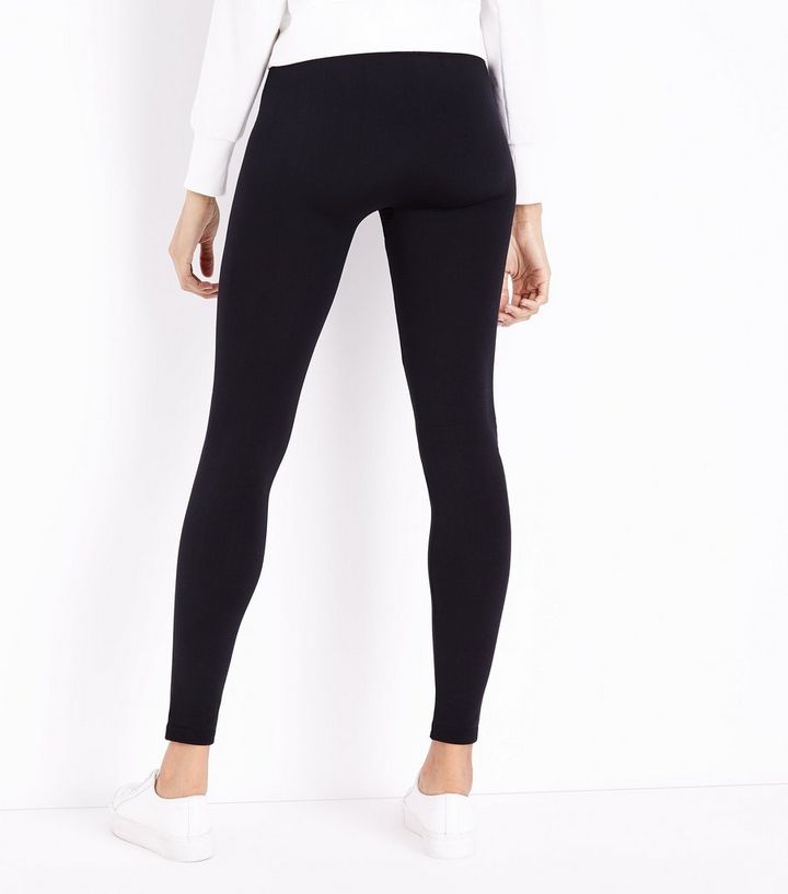 Black Fleece Lined Leggings New Look