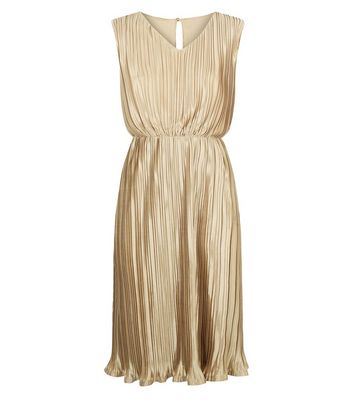 new look gold pleated dress