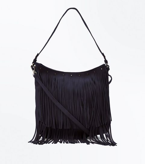 Fringe Bags Black Tassel New Look Black Fringe Hobo Bag