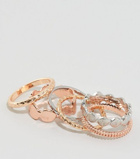 Mehrfarbige, gehämmerte Steckringe, 6er-Pack