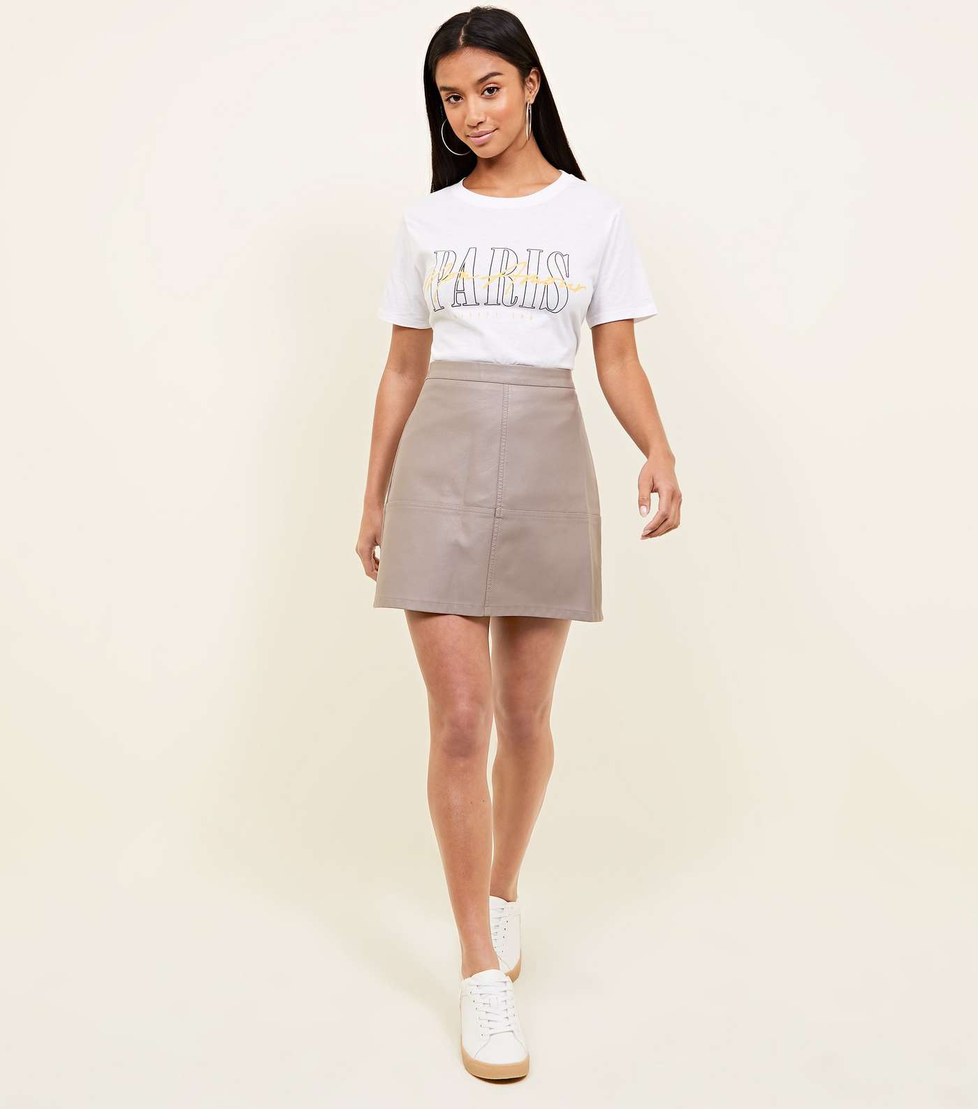 Petite Mink Leather-Look Mini Skirt