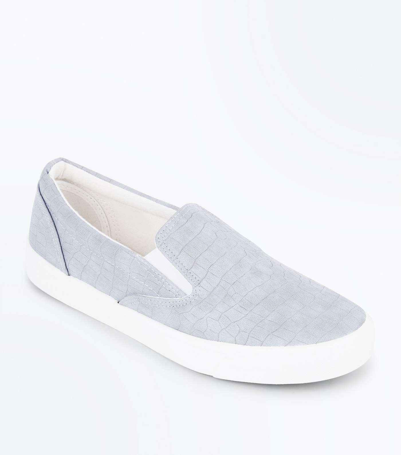 Grey Faux Croc Slip On Trainers
