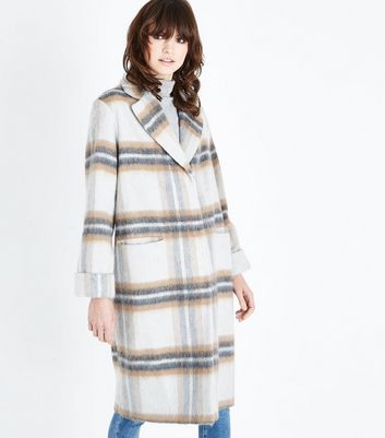 brushed check coat