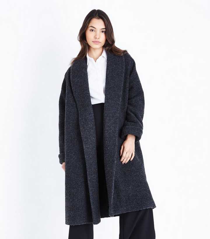 Grey Marl Brushed Longline Kimono Coat