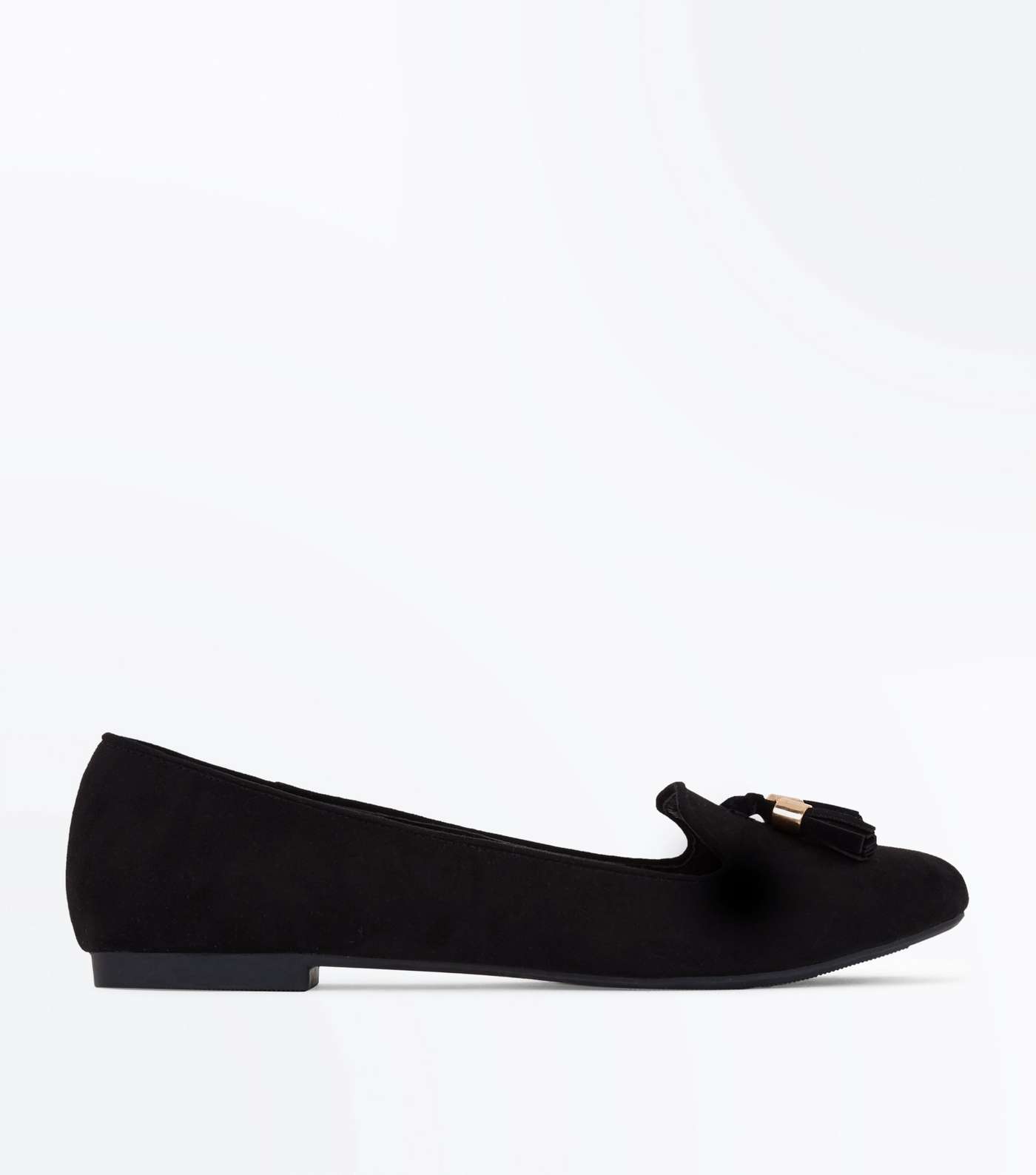 Black Suedette Tassel Front Loafers