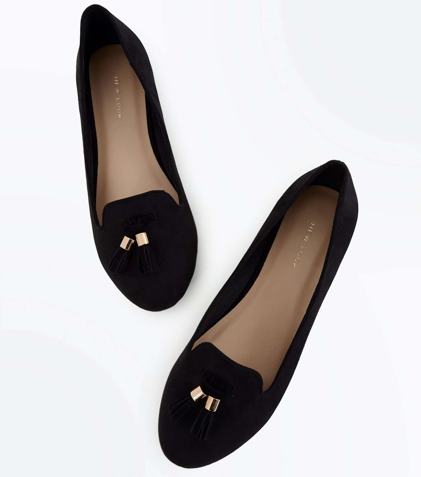 Black Suedette Tassel Front Loafers Image 5