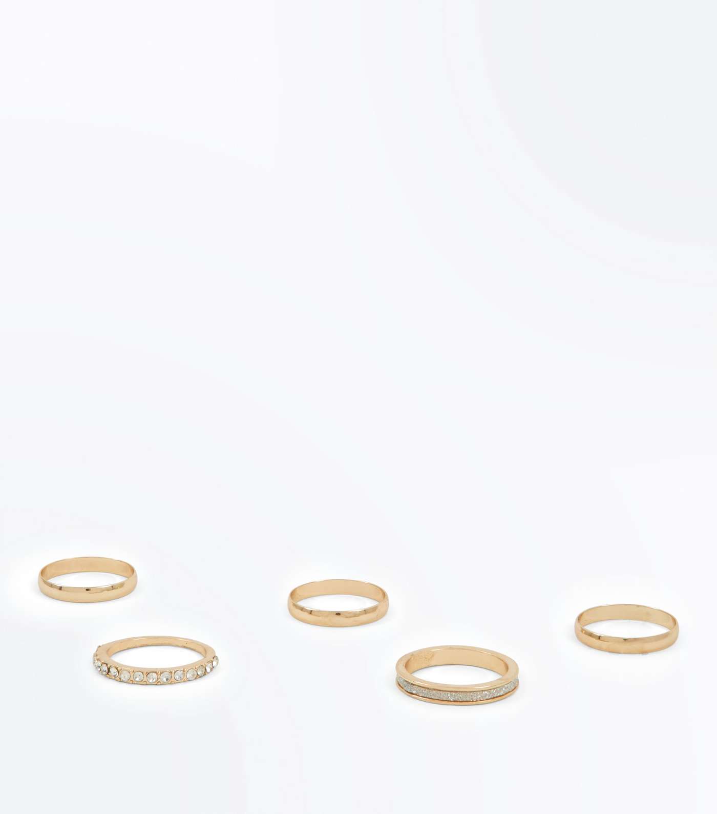 6 Pack Gold Diamanté Rings
