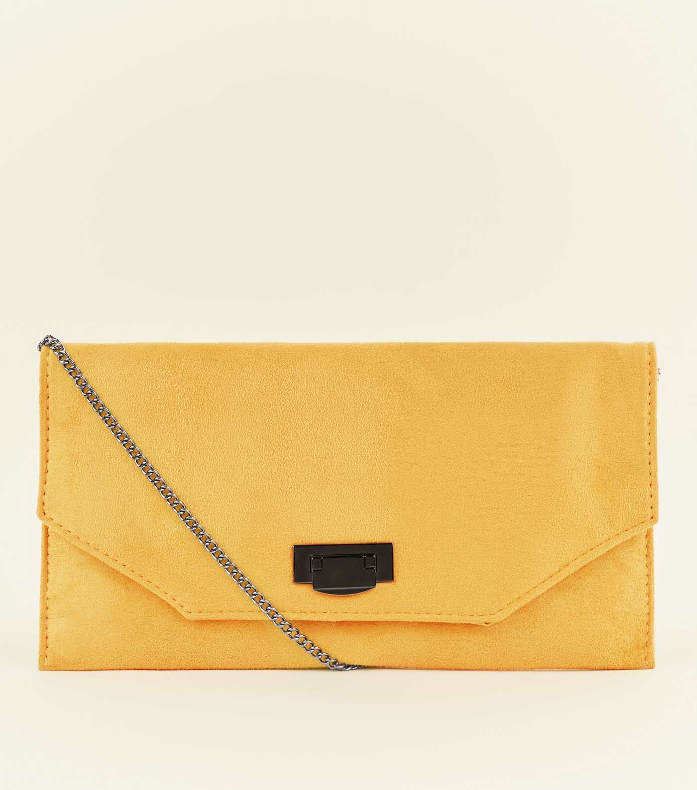 Mustard Chain Strap Envelope Clutch Bag