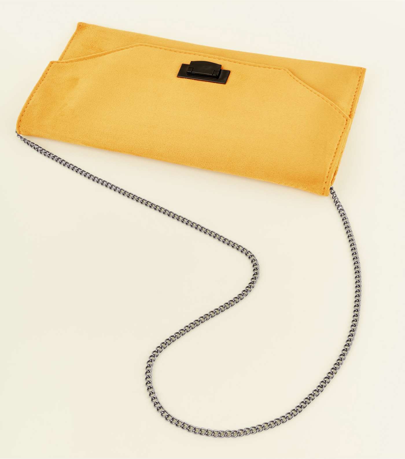 Mustard Chain Strap Envelope Clutch Bag Image 3
