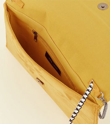 Mustard Chain Strap Envelope Clutch Bag New Look