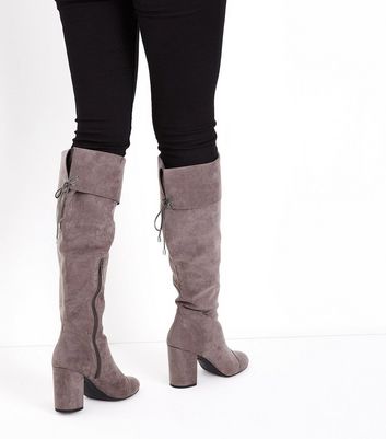 wide fit grey boots