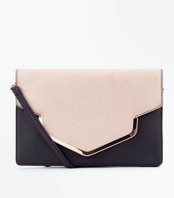 black and rose gold clutch bag