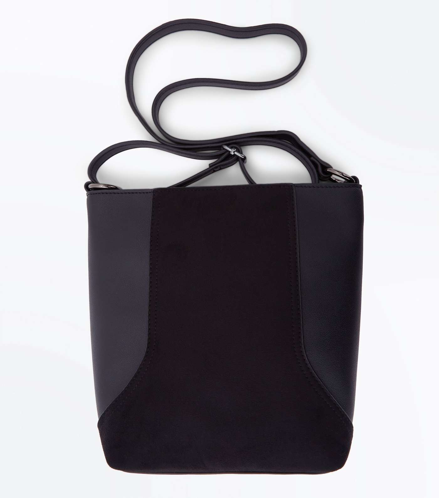 Black Suedette Panel Bucket Bag Image 4