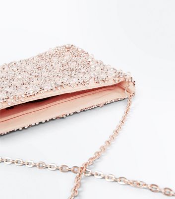 rose gold beaded clutch bag