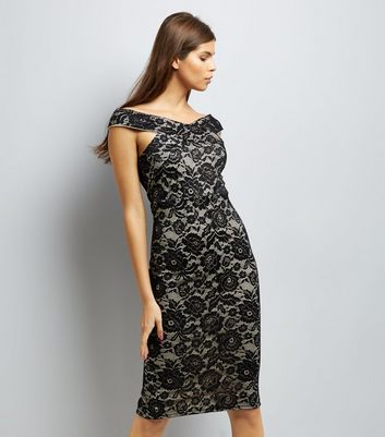 Image of AX Paris Black Lace Cross Front Midi Dress New Look