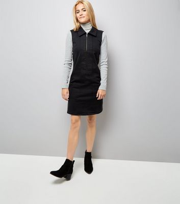 newlook black denim dress